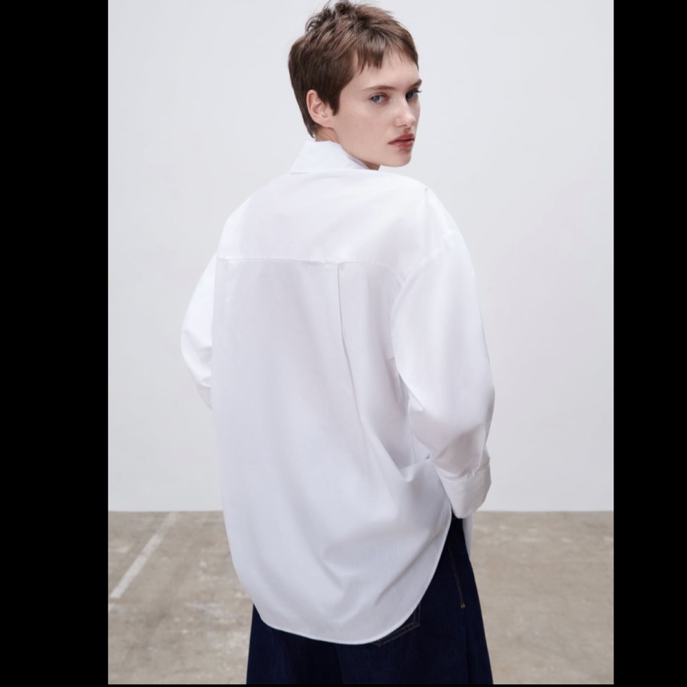 Zara White Jewel Detail Oversized Shirt - Picture 7 of 11
